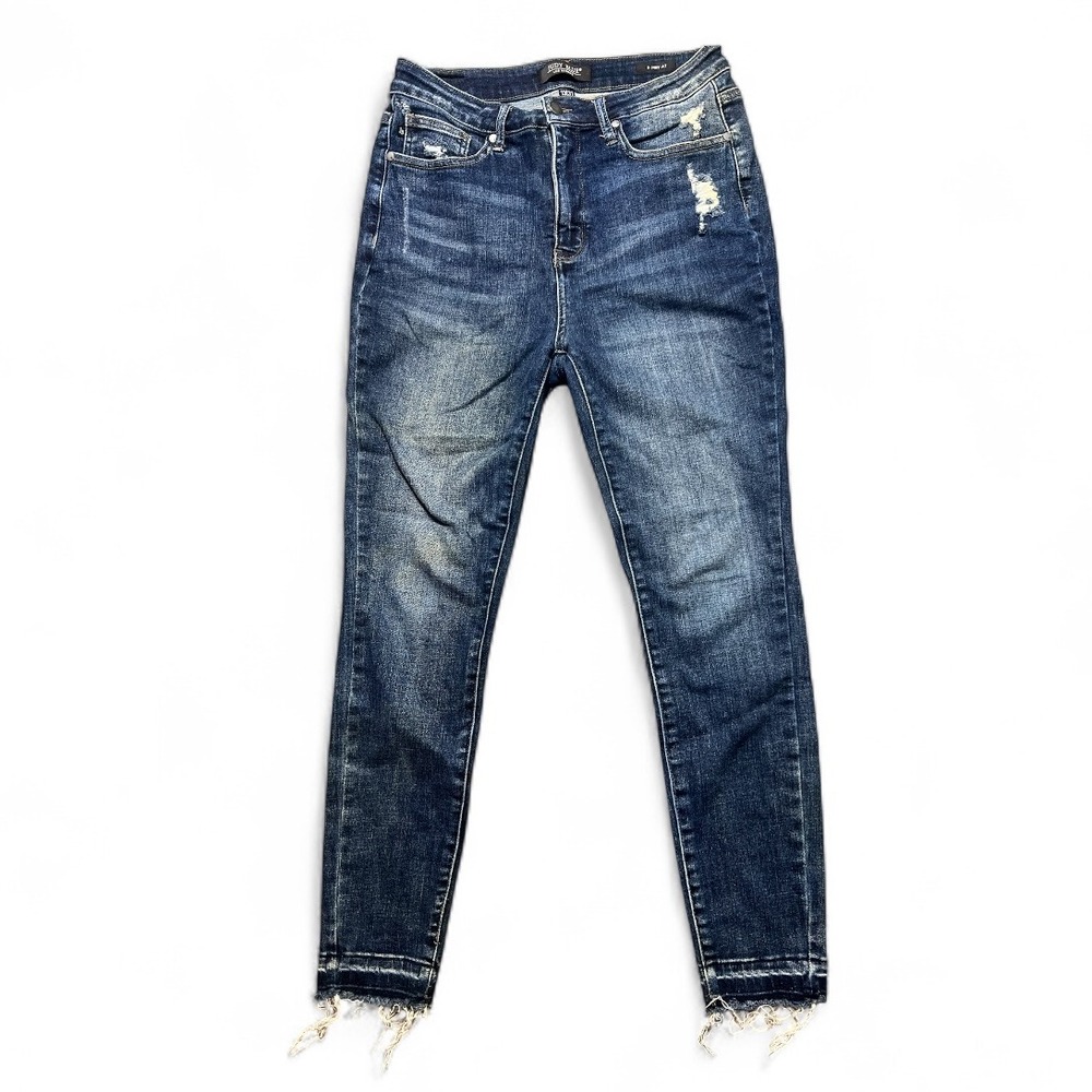 Judy Blue Distressed Skinny Jeans - Medium Blue